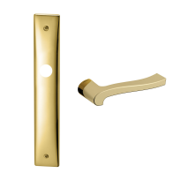 1070R Ola deurkruk op schild PC55 rechtswijzend, messing gepolijst