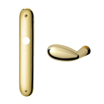 1090L Led deurkruk op schild PC92 linkswijzend, messing gepolijst