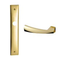 1130L Mitos deurkruk op schild blind linkswijzend, messing gepolijst