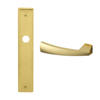 1130L Mitos deurkruk op schild PC85 linkswijzend, satinmessing