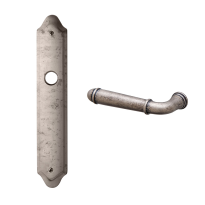 1340L Hartu deurkruk op langschild PC55 linkswijzend, antiek chroom