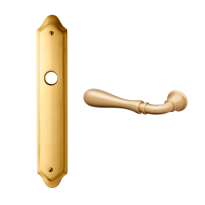 1420L Gou deurkruk op langschild PC72 linkswijzend, satinmessing