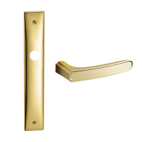 1870 Frame Q deurkruk op langschild, satinmessing/messing gepolijst