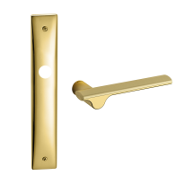 3190R Ara deurkruk op langschild PC72 rechtswijzend, satinmessing/messing gepolijst