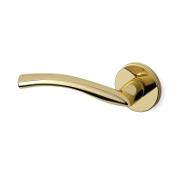 351L Zoom deurkruk op rozet linkswijzend, messing gepolijst 