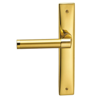 360L Tuc deurkruk op langschild PC72 linkswijzend, satinmessing/messing gepolijst