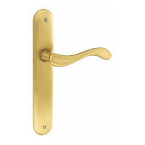 450 Ande deurkruk op langschild, satinmessing