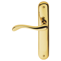 450L Ande deurkruk op langschild PC92 linkswijzend, messing gepolijst