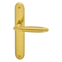 460 Totem deurkruk op langschild WC72/8, messing gepolijst/satinmessing