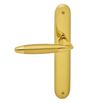 460L Totem deurkruk op langschild linkswijzend, messing gepolijst/satinmessing