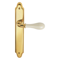 640 Doge deurkruk op langschild WC63/8, messing gepolijst