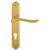 690R Rondo deurkruk op langschild blind rechtswijzend, satinmessing