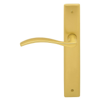 710L Zen deurkruk op langschild blind linkswijzend, satinmessing/messing gepolijst
