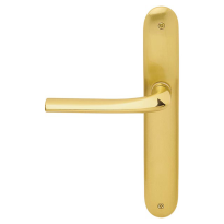 720L Filo deurkruk op langschild PC85 linkswijzend, satinmessing/messing gepolijst