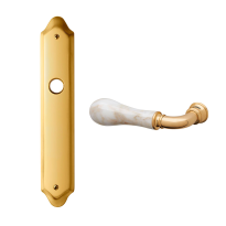 8010L Naxos deurkruk op langschild PC72 linkswijzend, messing gepolijst 