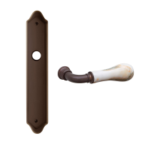 8010R Naxos deurkruk op langschild BB72 rechtswijzend, antiek brons