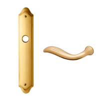 980L Plisse deurkruk op langschild blind linkswijzend, messing gepolijst/satinmessing 