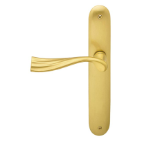 990L River deurkruk op langschild BB56 linkswijzend, satinmessing 