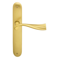 990R River deurkruk op langschild blind rechtswijzend, satinmessing 
