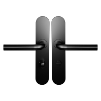 BLA100 Zwart egaal L-Model 19mm Deurkruk op Schild Afgerond WC63/8 Normale Knop