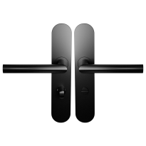 BLA115 zwart egaal L-haaks model 19mm deurkruk op Schild afgerond WC63/8 Normale Knop