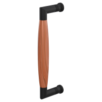 Deurgreep haaks ton model Ika zwart met kersen 130x60 mm