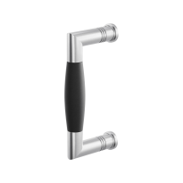 Deurgreep ton model Ika RVS geborsteld met zwart 130x60mm