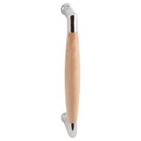 Deurgreep ton model Ika RVS gepolijst met beukenhout 207x63mm
