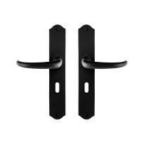 GPF6205.60 smeedijzer zwarte deurkruk Uhka op schild BB56, 238x41x4mm