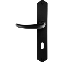 GPF6205.60L/R smeedijzer zwarte deurkruk Uhka op schild BB72 238x41x4mm, links-/rechtswijzend