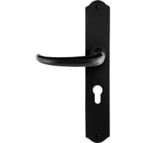 GPF6205.60L/R smeedijzer zwarte deurkruk Uhka op schild PC55 238x41x4mm, links-/rechtswijzend
