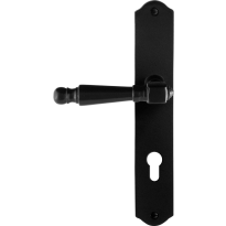 GPF6210.60L/R smeedijzer zwarte deurkruk Mela op schild PC72 238x41x4mm, links-/rechtswijzend