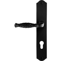 GPF6225.60L/R smeedijzer zwarte deurkruk Tuli op schild PC72 238x41x4mm, links-/rechtswijzend