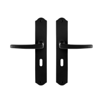 GPF6230.60 smeedijzer zwarte deurkruk Eno op schild BB56, 238x41x4mm