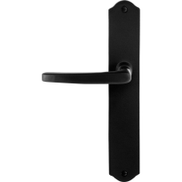 GPF6230.60L/R smeedijzer zwarte deurkruk Eno op schild blind 238x41x4mm, links-/rechtswijzend