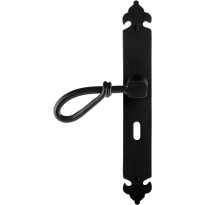 GPF6255.60L smeedijzer zwarte deurkruk Sula op langschild BB56 291x41x4mm, linkswijzend
