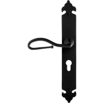 GPF6260.60L smeedijzer zwarte deurkruk Lumi op langschild PC55 291x41x4mm, linkswijzend