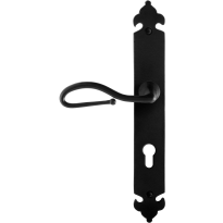 GPF6260.60L smeedijzer zwarte deurkruk Lumi op langschild PC72 291x41x4mm, linkswijzend