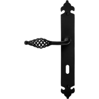 GPF6265.60L/R smeedijzer zwarte deurkruk Tane op langschild BB72 291x41x4mm, links-/rechtswijzend