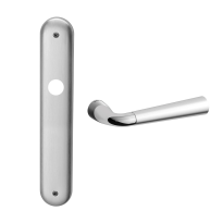 S100 Start deurkruk op langschild WC55/8, chrome/satinchrome