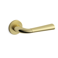 S101 Start deurkruk op rozet, satinmessing/messing gepolijst