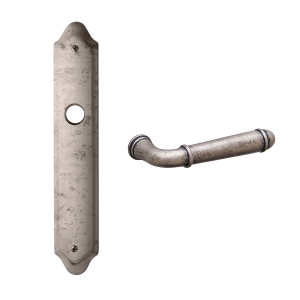1340 Hartu deurkruk op langschild PC85, antiek chroom