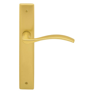 710R Zen deurkruk op langschild PC72 rechtswijzend, satinmessing/messing gepolijst