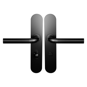 BLA100 Zwart egaal L-Model 19mm Deurkruk op Schild Afgerond WC63/8 Normale Knop