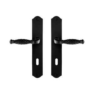 GPF6225.60 smeedijzer zwarte deurkruk Tuli op schild BB72, 238x41x4mm