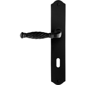 GPF6225.60L/R smeedijzer zwarte deurkruk Tuli op schild BB72 238x41x4mm, links-/rechtswijzend