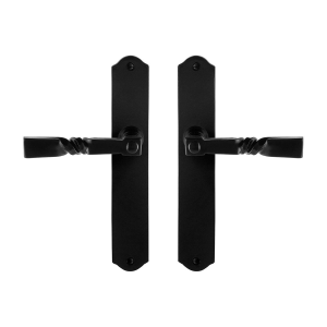 GPF6245.60 smeedijzer zwarte deurkruk Nokka op schild, 238x41x4mm