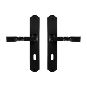 GPF6245.60 smeedijzer zwarte deurkruk Nokka op schild BB72, 238x41x4mm