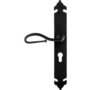 GPF6260.60L smeedijzer zwarte deurkruk Lumi op langschild PC55 291x41x4mm, linkswijzend