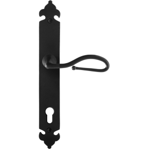 GPF6260.60R smeedijzer zwarte deurkruk Lumi op langschild PC92 291x41x4mm, rechtswijzend